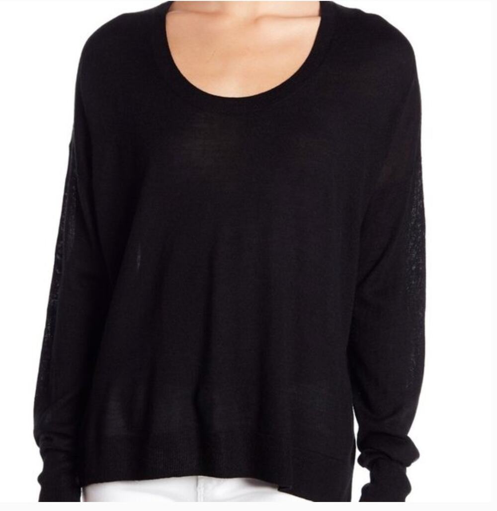Madewell Southstar Merino Wool Blend Sweater Black Oversized Pullover XS